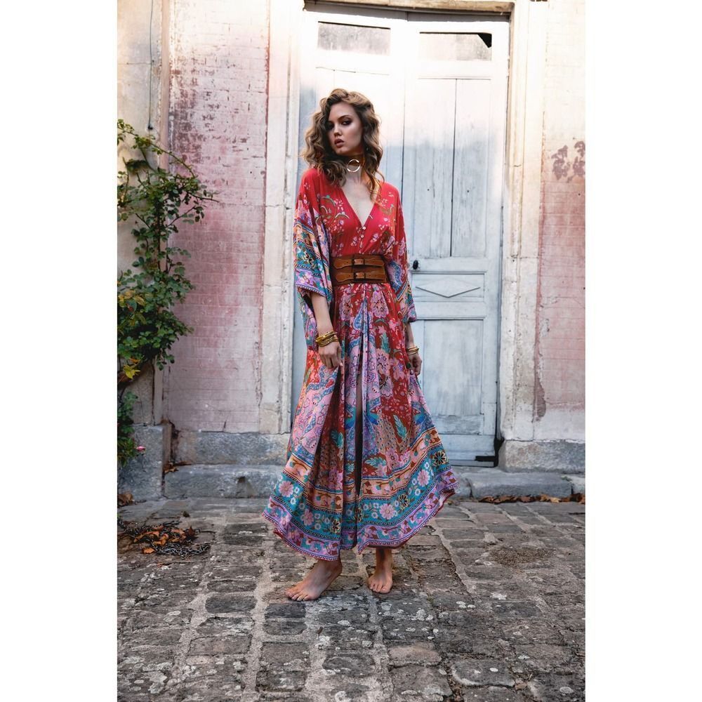 Spell Red and Blue Maxi Dress